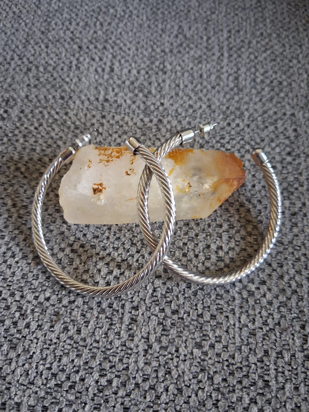Silver-Tone Twisted Hoop Earrings - Women Jewelry